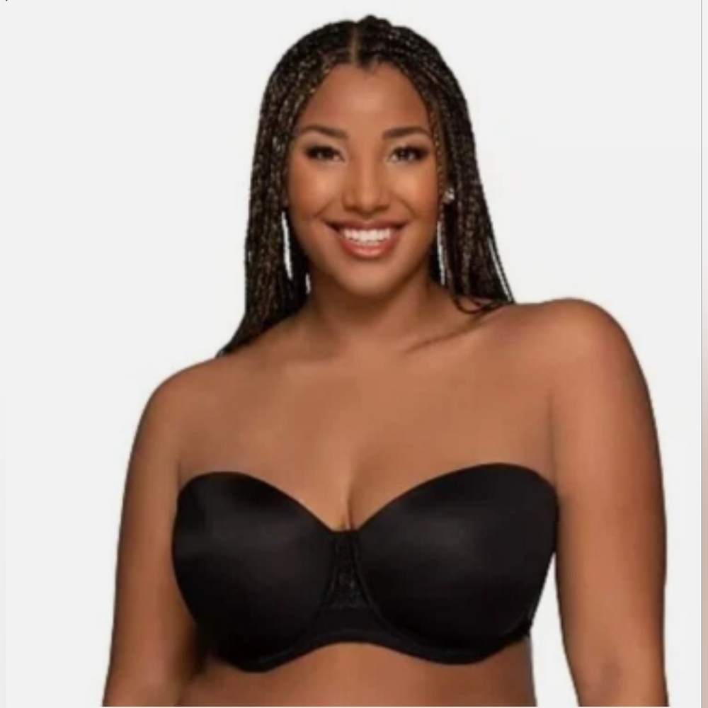 NEW Vanity Fair Beauty Back Strapless No-Slip Convertible Black Bra 44DDD 44F